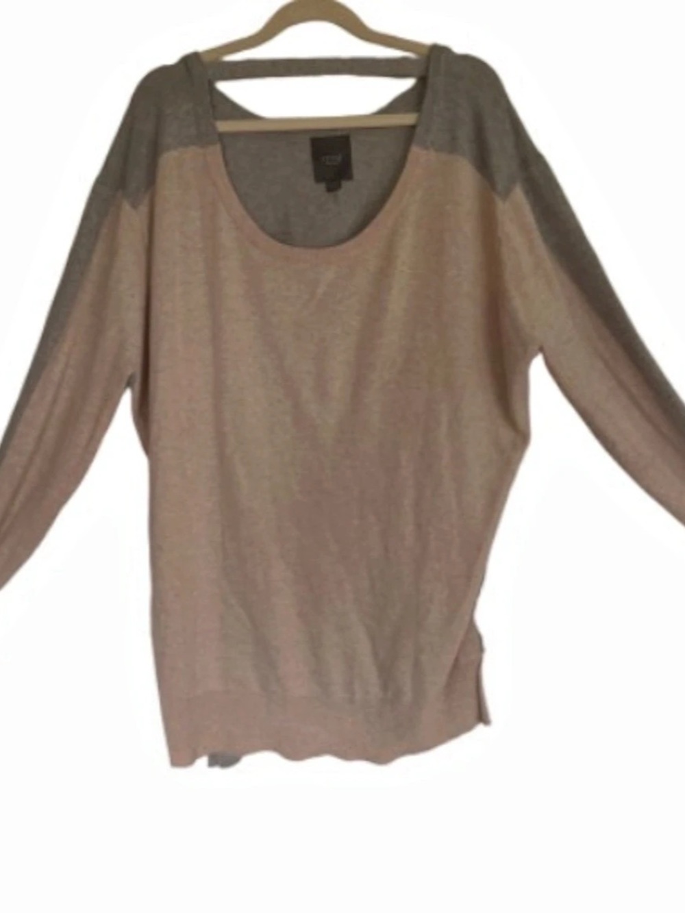 Lysse Color Block Scoop Neck Sweater in Pink & Gray Like New
